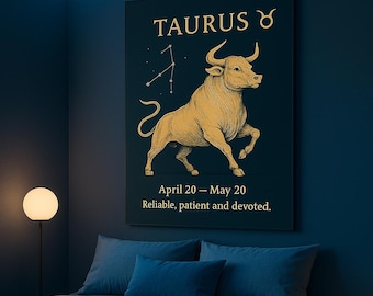 Taurus Metal Poster, Zodiac Wall Art, Taurus Gift, Horoscope Sign Decor, Astrology Metal Wall Art, Taurus Star Sign, Boho Celestial Design