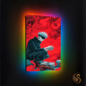 RGB LED Anime Metal Poster: 4K Otaku Room Decor