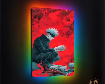 LED Anime Metal Poster & Anime Metal Wall Art – RGB Light-Up Neon Otaku Room Decor, Manga Gift, Aesthetic Anime Bedroom Wall Art Sign, Lora
