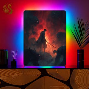 RGB LED Anime Metal Poster: 4K Otaku Room Decor