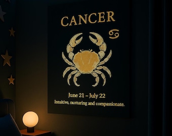 Cancer Metal Poster, Zodiac Wall Art, Cancer Gift, Horoscope Sign Decor, Astrology Metal Wall Art, Cancer Star Sign, Boho Celestial Design