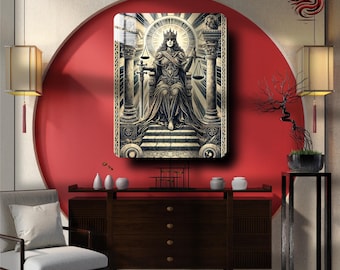 The Great Phoenix Tarot, Justice XI, Mystical Metal Wall Art Poster, Vintage Tarot Card Decor, Occult & Esoteric Gift , Metal Print,