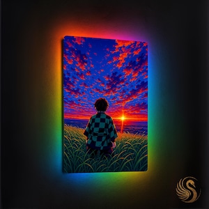 RGB LED Anime Metal Poster: 4K Otaku Room Decor