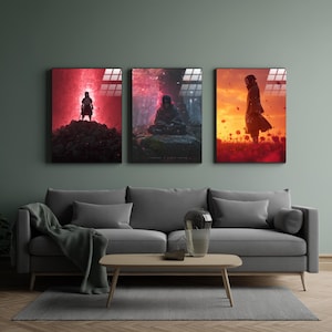 3 Piece Anime Metal Poster Set, Japanese Wall Decor, Otaku Gift, Modern Home Art