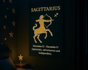 Sagittarius Metal Poster, Zodiac Wall Art, Sagittarius Gift, Horoscope Sign Decor, Astrology Metal Wall Art, Sagittarius Star Sign, Boho