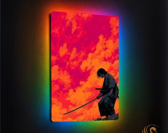 LED Anime Metal Poster & Anime Metal Wall Art – RGB Light-Up Neon Otaku Room Decor, Manga Gift, Aesthetic Anime Bedroom Wall Art Sign, Lora