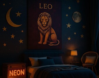 Leo Metal Poster, Zodiac Wall Art, Leo Gift, Horoscope Sign Decor, Astrology Metal Wall Art, Leo Star Sign, Boho Celestial Design