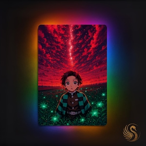 RGB LED Anime Metal Poster: 4K Otaku Room Decor