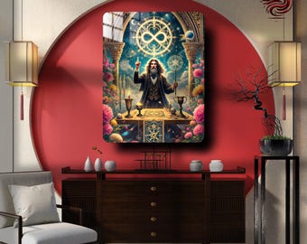 The Great Phoenix Tarot, The Magician I, Mystical Metal Wall Art Poster, Vintage Tarot Card Decor, Occult & Esoteric Gift , Metal Print,