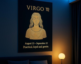 Virgo Metal Poster, Zodiac Wall Art, Virgo Gift, Horoscope Sign Decor, Astrology Metal Wall Art, Virgo Star Sign, Boho Celestial Design