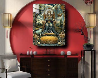 The Great Phoenix Tarot, The Empress III , Mystical Metal Wall Art Poster, Vintage Tarot Card Decor, Occult & Esoteric Gift , Metal Print,