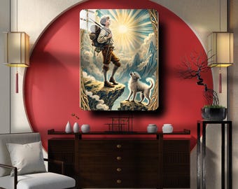 The Great Phoenix Tarot, The Fool 0 , Mystical Metal Wall Art Poster, Vintage Tarot Card Decor, Occult & Esoteric Gift , Metal Print,
