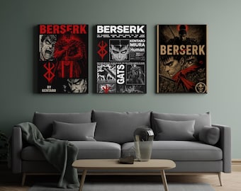 3 Piece Anime Metal Poster Set, Japanese Wall Decor, Otaku Gift, Modern Home Art