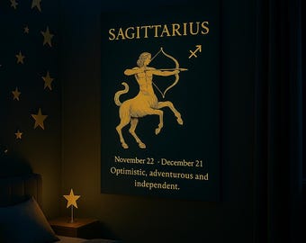 Sagittarius Metal Poster, Zodiac Wall Art, Sagittarius Gift, Horoscope Sign Decor, Astrology Metal Wall Art, Sagittarius Star Sign, Boho