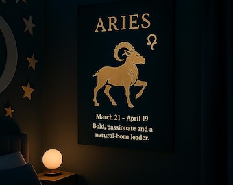 Aries Metal Poster, Zodiac Wall Art, Aries Gift, Horoscope Sign Decor, Astrology Metal Wall Art, Aries Star Sign, Boho Celestial Design