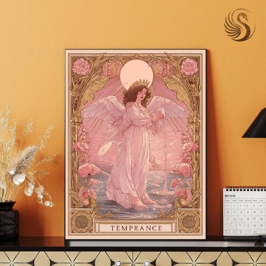 The Temperance Tarot Card Metal Wall Art: Elegant Mystical Home Decor ...