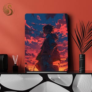 Anime Metal Poster: Minimalist Manga Metal Wall Art