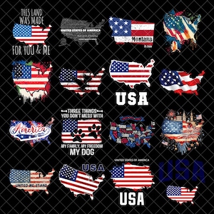 Bundel met Amerikaanse kaart en vlag, sublimatie van patriottische 4 juli, Amerikaanse vlag, ontwerp van Amerikaanse vlagkaart, vrijheids-PNG