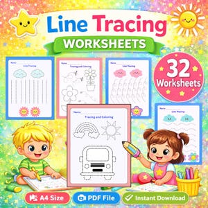 Werkbladen voor lijntracering voor kleuters | Afdrukbare fijne motoriek (A4-pdf-download)