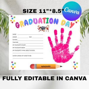 Preschool Graduation Diploma 2025. Handprint Graduation Certificate for Preschool. Hand Print Craft Keepsake diploma