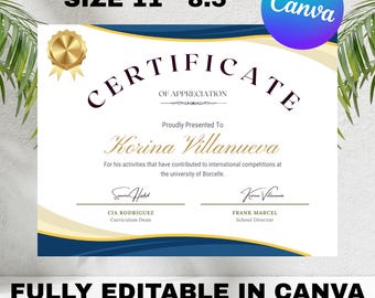 Certificate Of Completion Template, Editable Training Certificate, Printable Makeup Artist Lashes Certificate, Canva Template, Digital