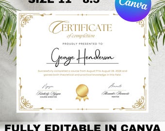 Certificate Of Completion Template, Editable Training Certificate, Printable Makeup Artist Lashes Certificate, Canva Template Digital