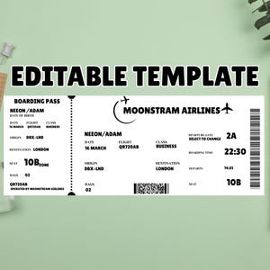 Printable Boarding Pass Gift | Airline Ticket | Surprise Gift | Vacation Surprise Gift | Editable Boarding Pass | Travel Memory Gift