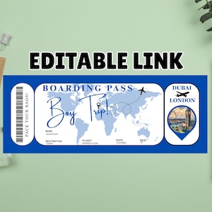 Überraschungs-Geburtstagsreise-Karte, druckbare alles Gute zum Geburtstag Bordkarte, druckbare Geburtstag Reiseticket-Vorlage, Flugticket-Geschenk