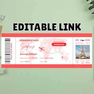 Überraschungs-Geburtstagsreise-Eintrittsvorlage | Alles Gute zum Geburtstag Bordkarte zum ausdrucken | DIY Geburtstagskarte | Flugticket Geschenk