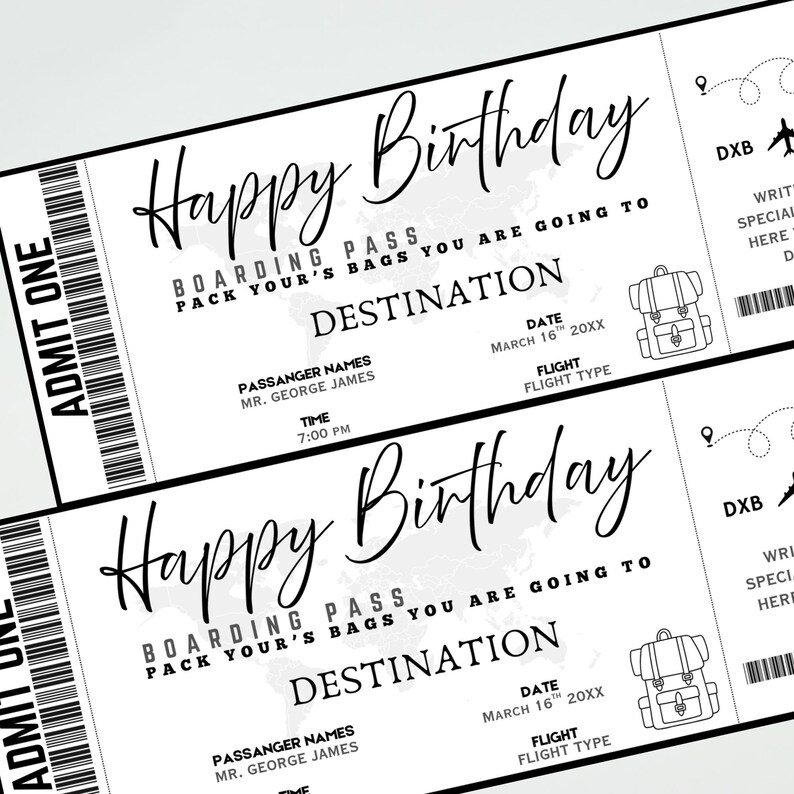 Printable Birthday Boarding Pass Ticket, Surprise Boarding Pass Ticket ...
