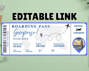 Billet de voyage imprimable, billet de voyage d'anniversaire surprise, carte d'embarquement, fichier PDF numérique - à remplir et à imprimer