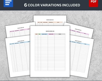 Blood Sugar Log, Diabetes Tracker, Gestational Diabetes Printable, Blood Glucose Journal, Diabetic Planner, Sugar Level Record PDF