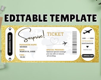 Personalised Scratch Off Boarding Pass Ticket, Scratch Reveal Holiday Gift, Surprise Trip Announcement, Custom Travel Voucher Card, Hen Gif