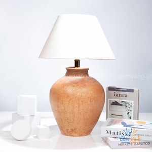 Ceramic Table Lamp Base, Handmade Clay Lamp, Gold Plated Ceramic, Rustic Home Decor, Handmade Ceramic, TableLamp, Handmade TableLamp