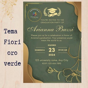 Invito Digitale Laurea -invito laurea personalizzabile - Design Unico-Tamplate invito laurea- File PDF e JPG- invito laurea invio whatsapp