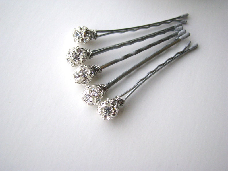 Crystal Silver Rhinestone Hair Pins 8mm Wedding Hairpins Etsy