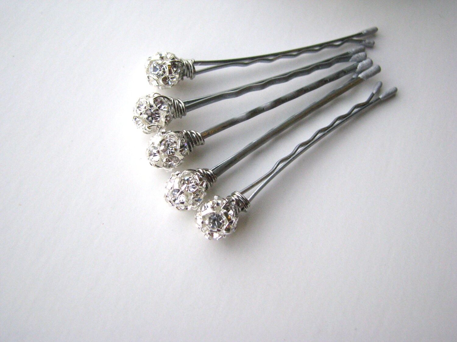 Crystal Silver Rhinestone Hair Pins 8mm Wedding Hairpins Etsy