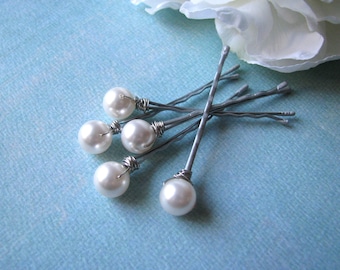 Wedding White Pearl Hair Pin Set Swarovski