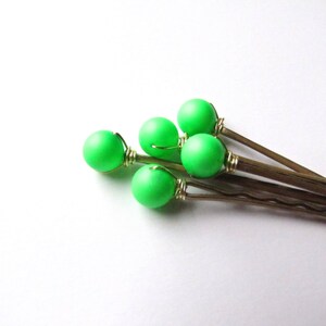 Neon Green Hair Pins image 2