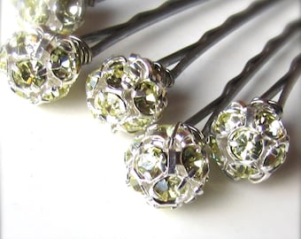 Citron Crystal Rhinestone Hair Pin Set, Pale Yellow Jonquil Citrine