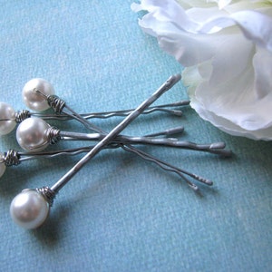 Wedding White Pearl Hair Pin Set Swarovski image 4