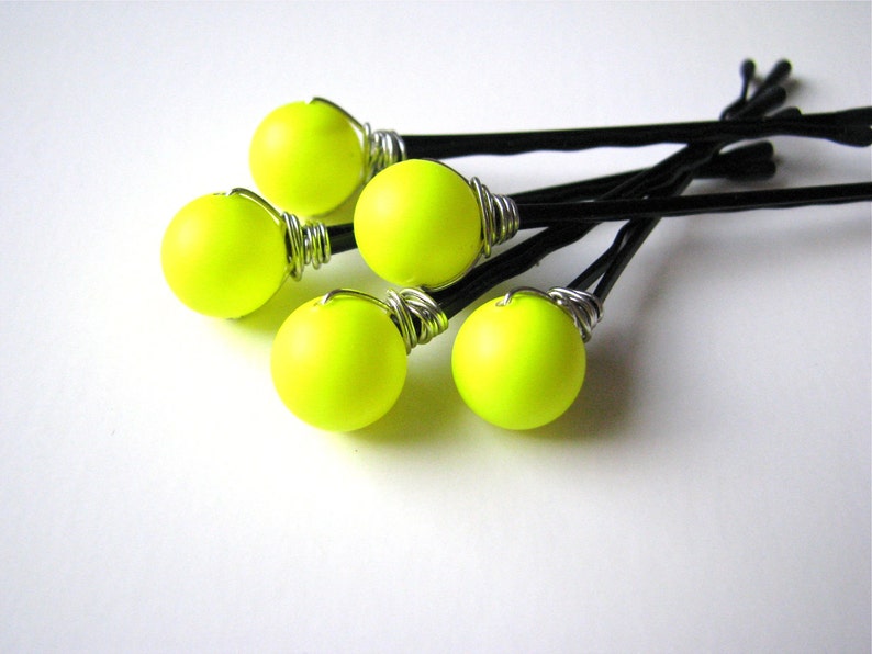 Neon Yellow Hair Pin Set image 1