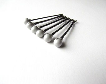 Pastel Grey Pearl Hair Pins Set, Swarovski