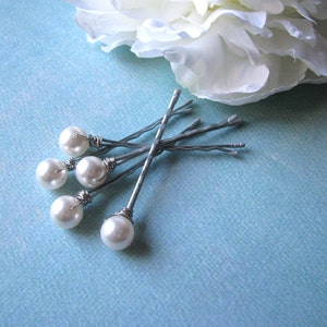 Wedding White Pearl Hair Pin Set Swarovski image 3