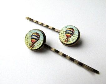 Hot Air Balloon Bobby Pins or Snap Hair Clip Barrettes