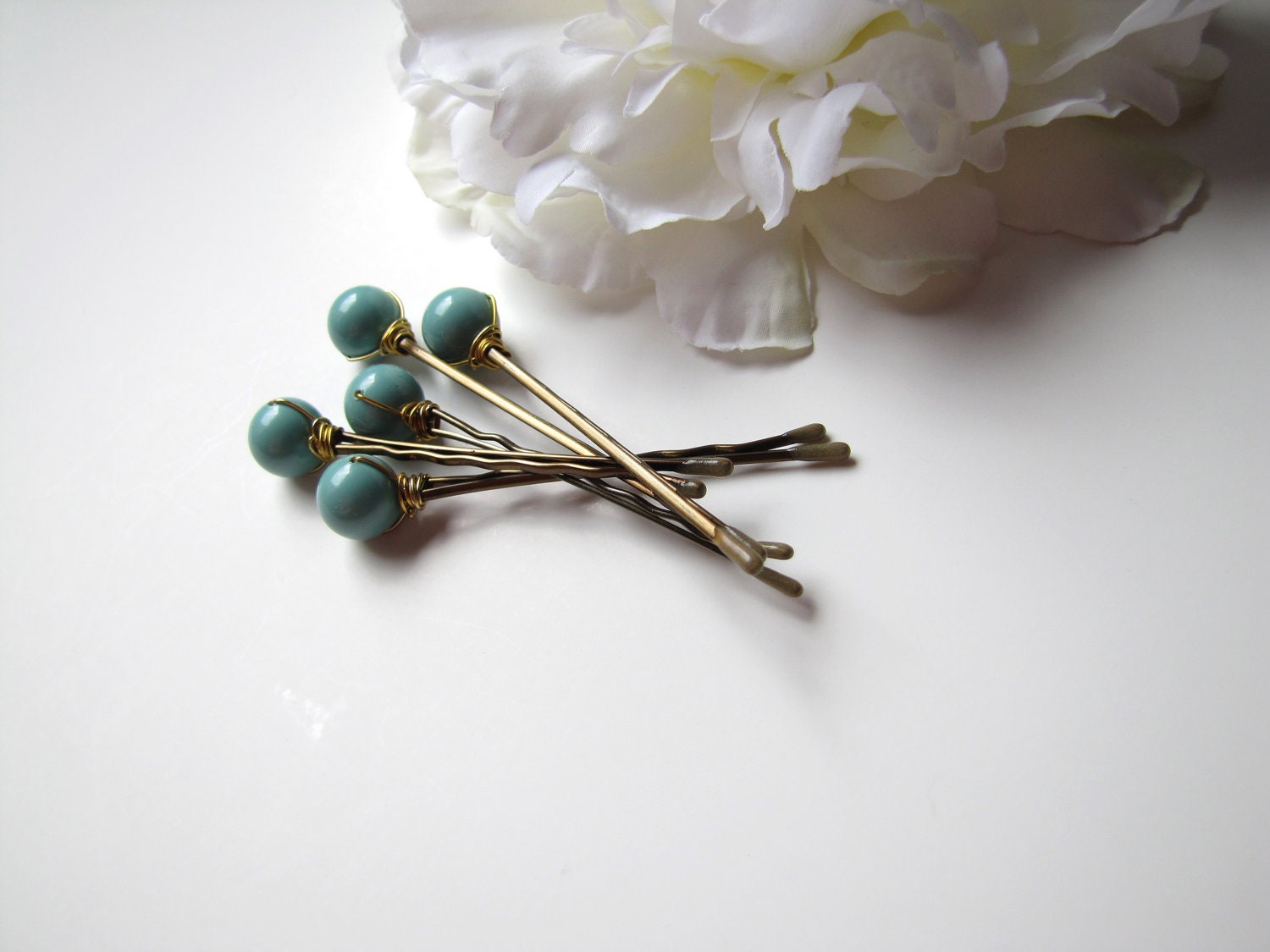 Jade Green Bobby Pins Wedding Hair Pin Set Etsy