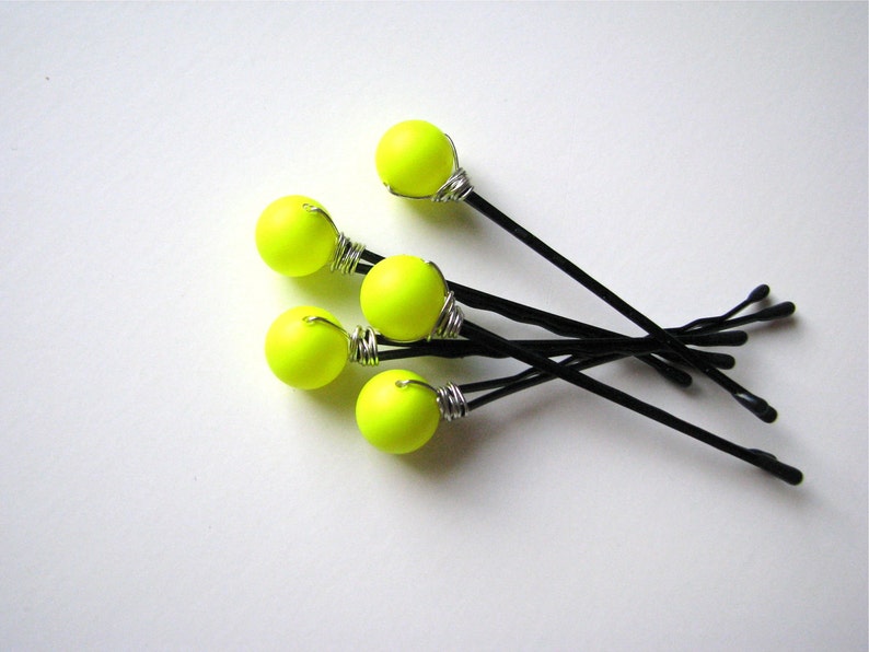 Neon Yellow Hair Pin Set image 3