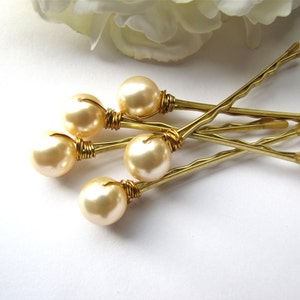 Light Gold Ivory Hair Pearl Pins Wedding Set
