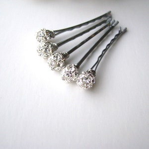 Crystal Silver Rhinestone Hair Pins, 8mm Wedding Hairpins image 2