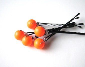 Neon Orange Hair Pins